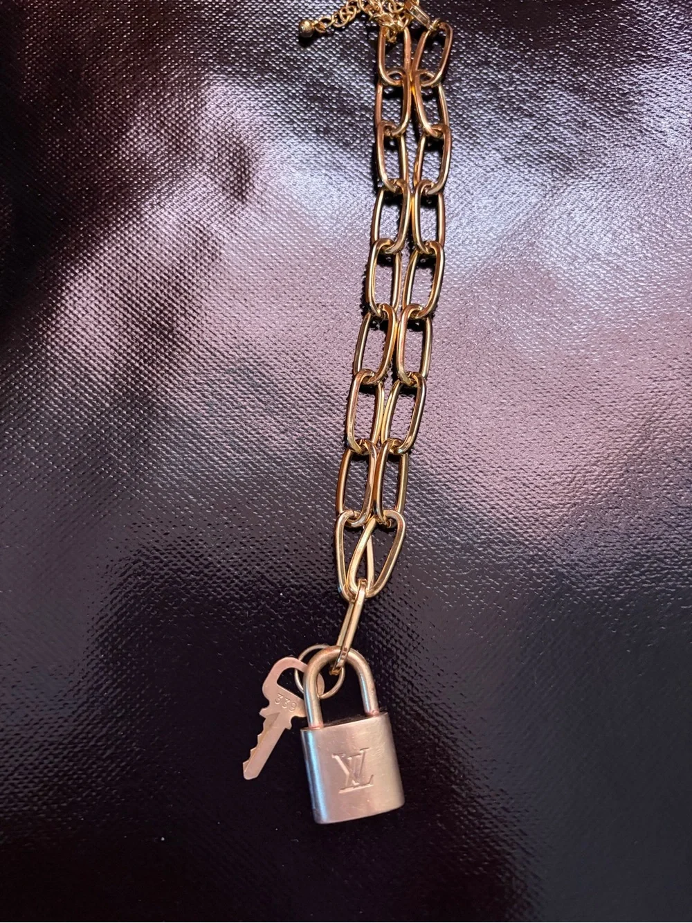 Louis Vuitton Gold-Tone Padlock and Key Chain Necklace
